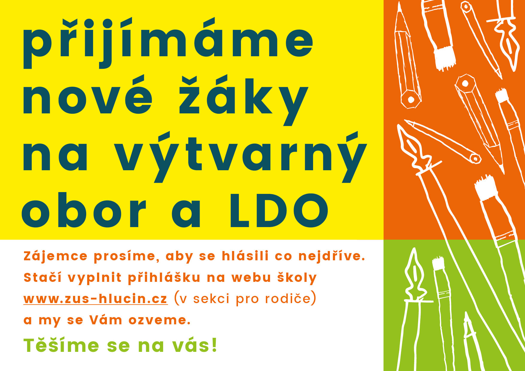 Poslední možnost přihlášení do výtvarného oboru ZUŠ Hlučín !!! Poslední možnost přihlášení do výtvarného oboru ZUŠ Hlučín !!!