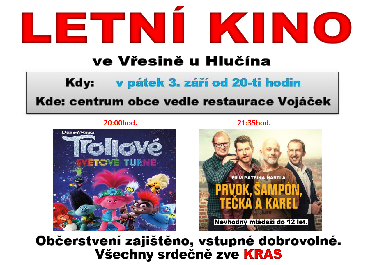 Letní kino - PRVOK, TEČKA, ŠAMPON A KAREL 