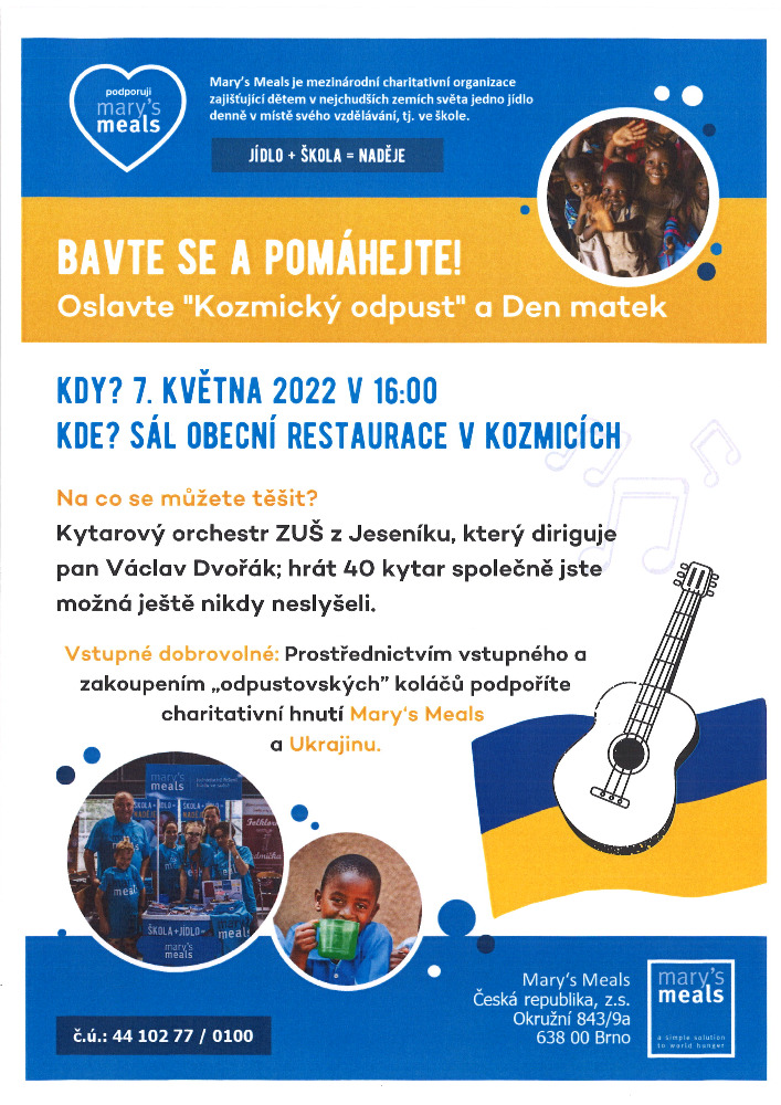 Bavte se a pomáhejte - koncert na podporu projektu - Mary's Meals