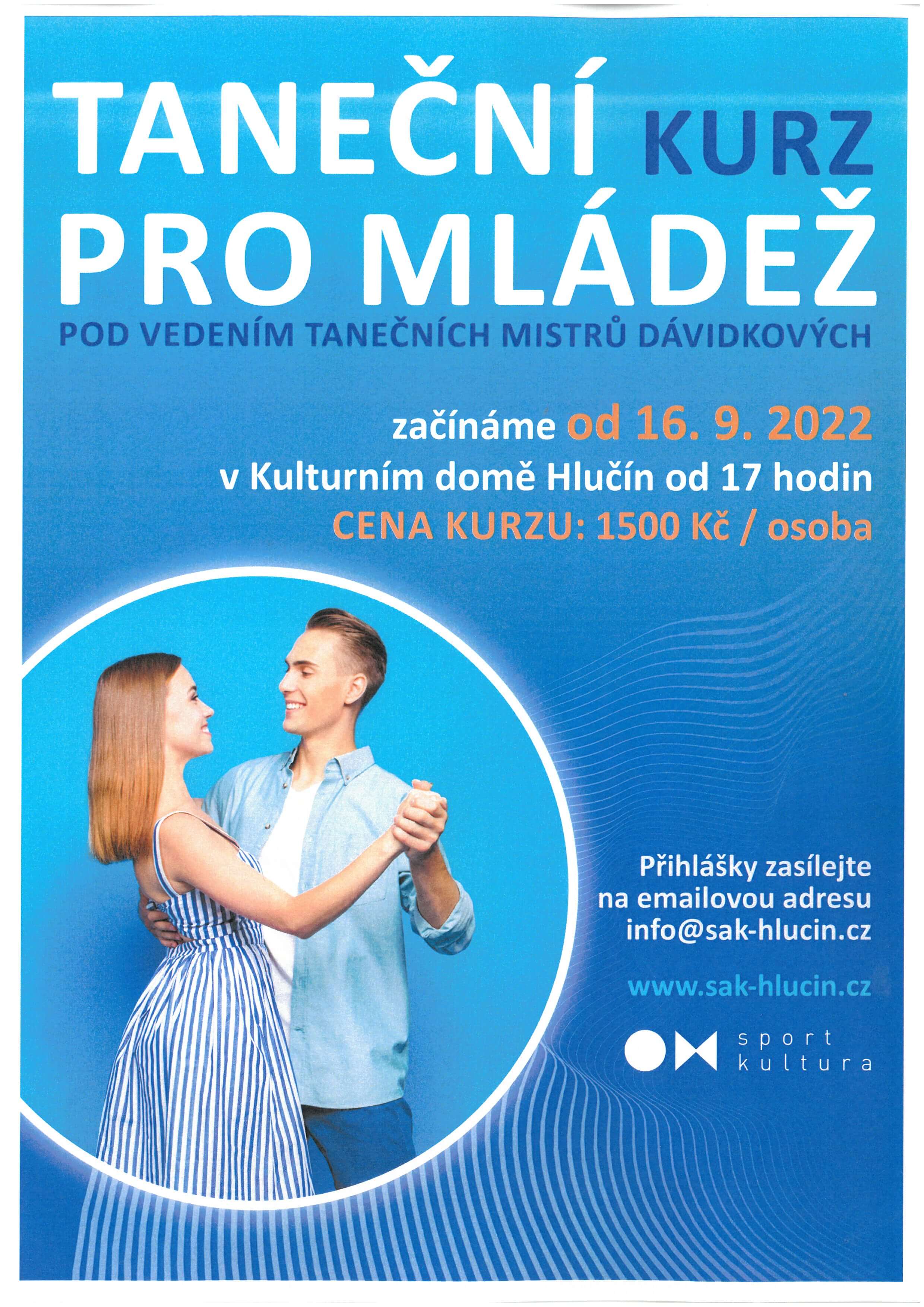 Taneční kurz pro mládež od 16. 9. 2022 v KD Hlučín 
