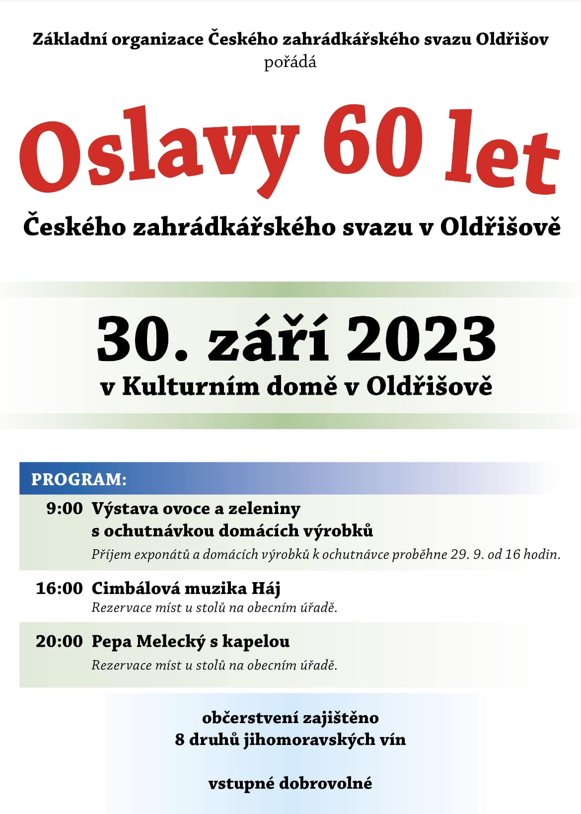 Oslavy 60. let ČZS v Oldřišově 