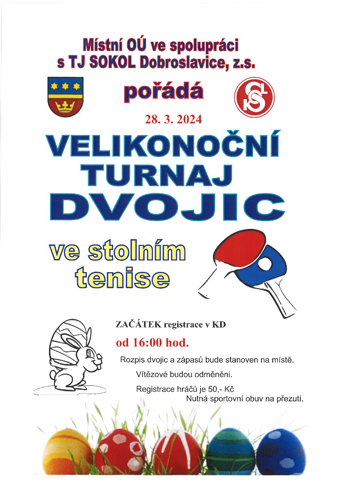 VELIKONOČNÍ TURNAJ DVOJIC VE STOLNÍM TENISE - DOBROSLAVICE