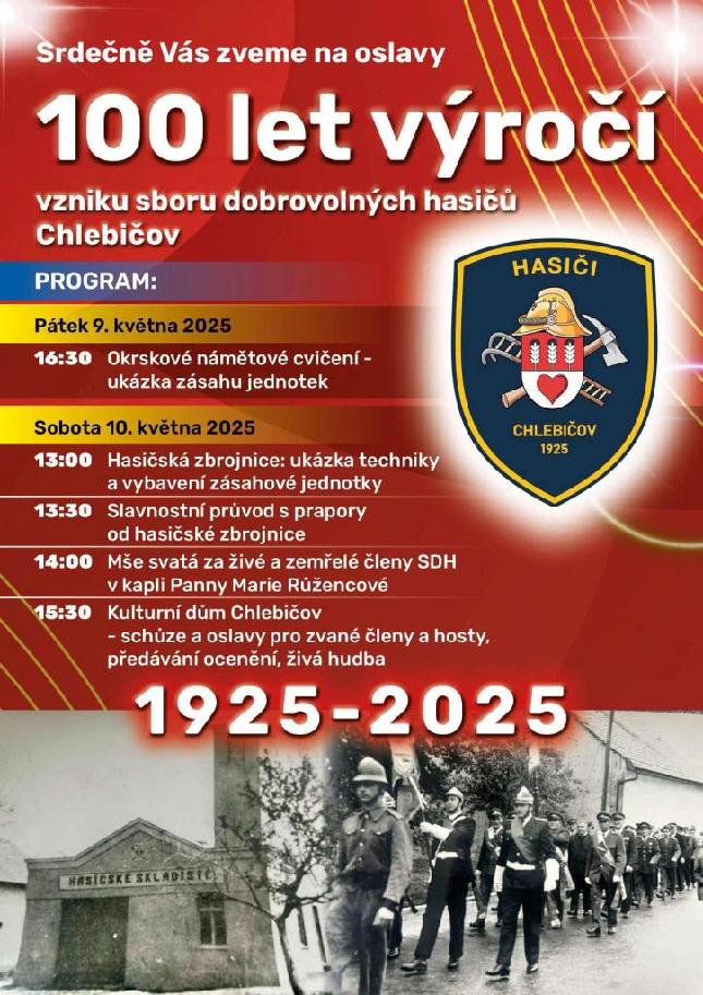 100 let výročí vzniku sboru dobrovolných hasičů Chlebičov
