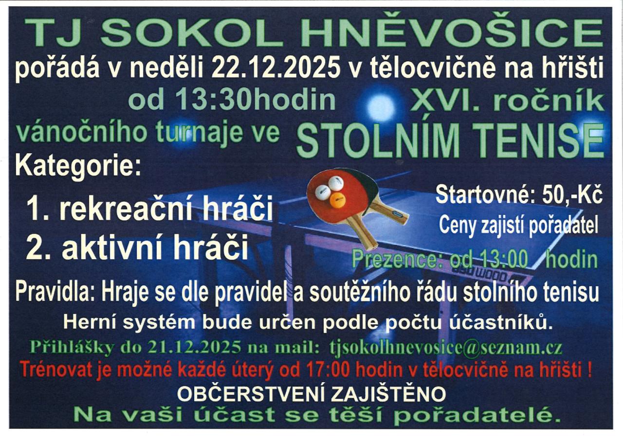Vánoční turnaj ve stolním tenise