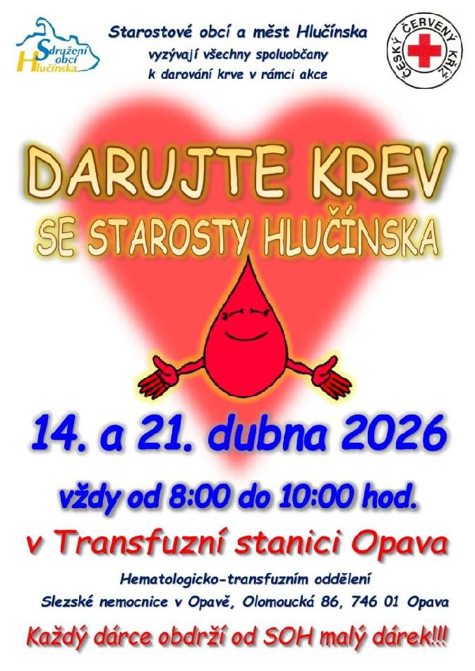 DARUJTE KREV SE STAROSTY HLUČÍNSKA