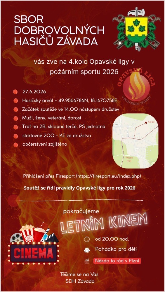4. kolo Opavské ligy v požárním sportu - Letní kino